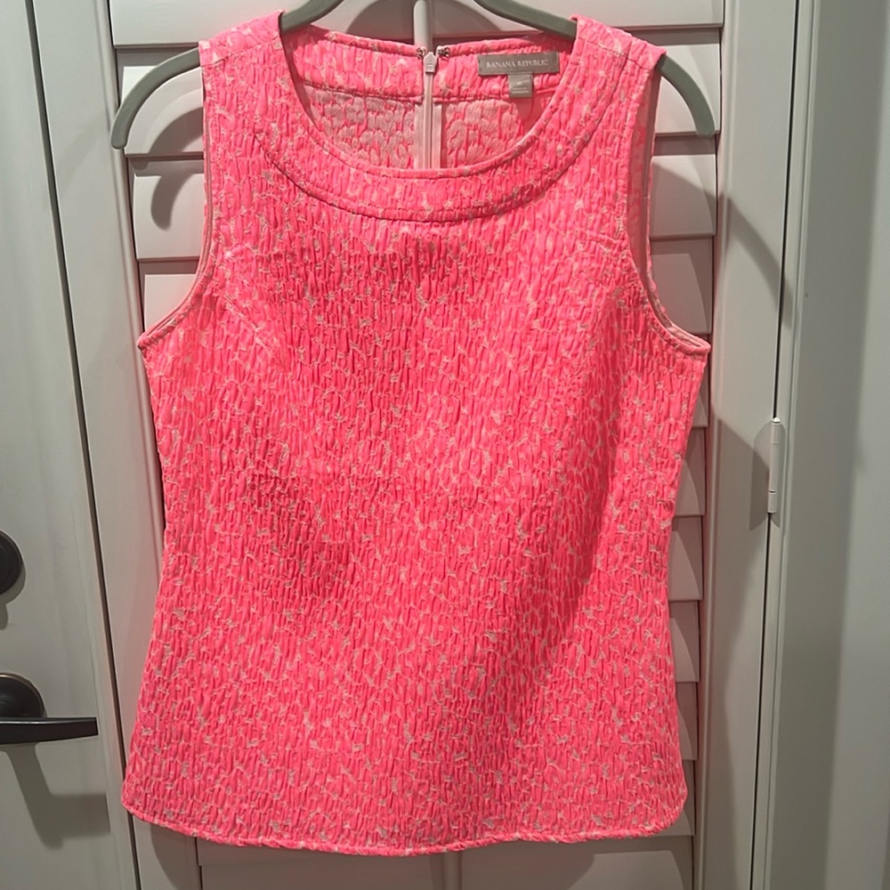 Banana Republic Neon Pink Textured Patterned Stretch Women's 8 Tank